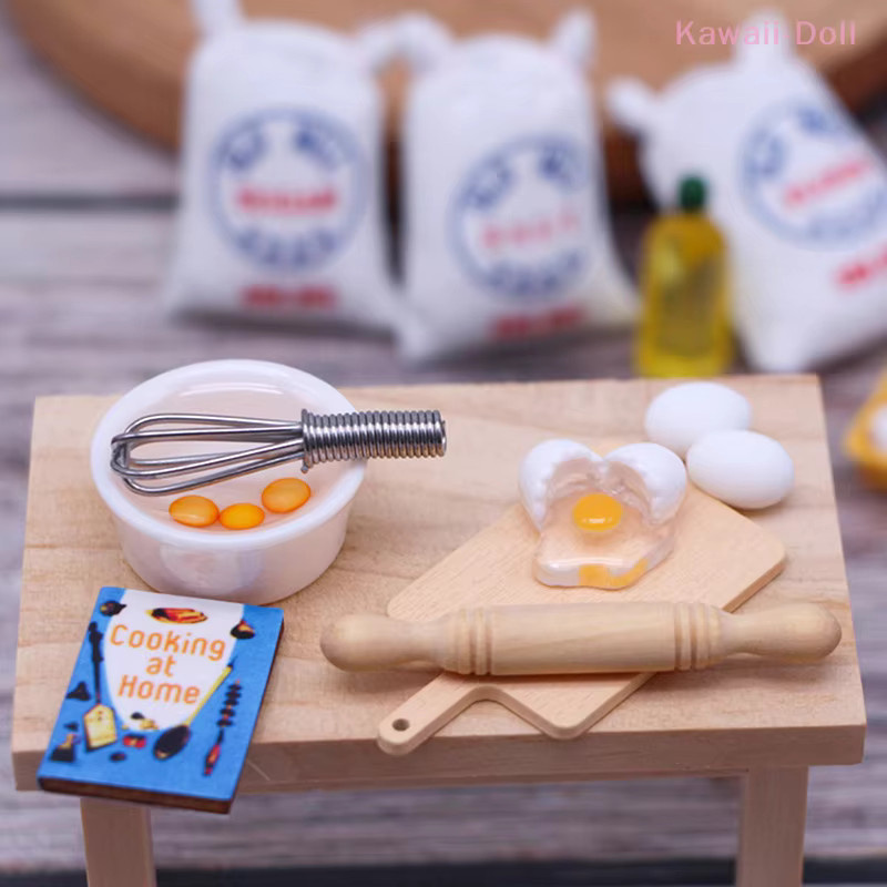 DIAPER&CORED Puppenhaus Zubehör, 1-teiliges Set, Schneebesen Mehl Zucker Salz Tuch Tasche Modell Möbel Dekor Miniatur Simulation DIY - Bild 2