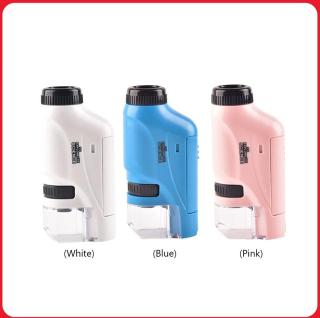 alloet Mini-Mikroskop-Set, mit LED-Licht, batteriebetrieben, Rosa / Pink - Bild 1