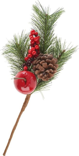 Künstlicher Kiefern-Pick mit Apfel, Beeren und Zapfen in Mehrfarbig für die Winterdekoration - Bild 1