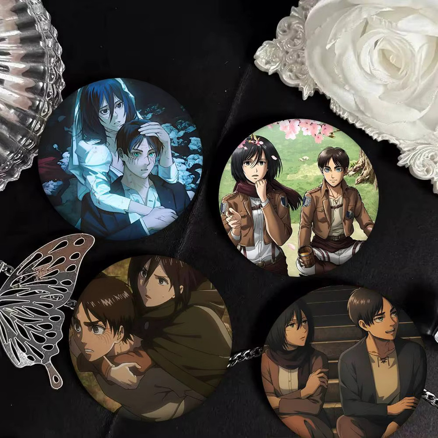 Bilibili Brosche Anime Mikasa Ackerman Eren Yeager, Rundes Abzeichen - Bild 4