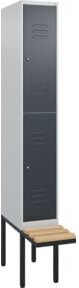 C+P Doppelstock-Spind Classic PLUS mit Sitzbank, 1 Abteil, Buche-Hartholz, B/T/H: 212,0 x 30,0 x 81,5 cm, Grau - Bild 1