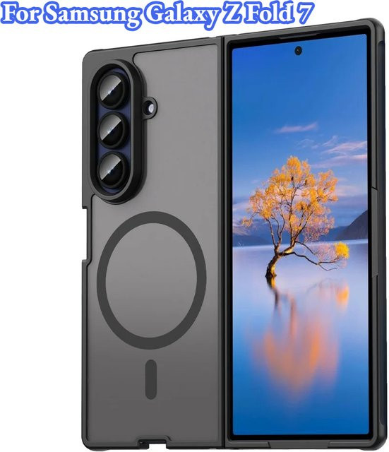 Schutzhülle für Samsung Galaxy Z Fold 7, matte und transparente magnetische TPU PC Handyhülle in Blau, stoßfest und kompatibel mit kabellosem Laden - Bild 1