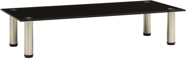 vidaXL TV-Tisch aus Hartglas in Schwarz mit Edelstahl, modern und glänzend, B/T/H: 80 x 35 x 17 cm - Bild 1