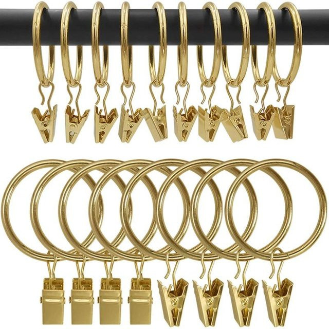 50 Stück Gardinenringe aus Metall in Gold von YWZT Home Depot, dekorative Vorhangclips und Aufhängehaken, rostfrei - Bild 1