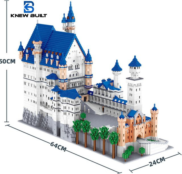 KNEW BUILT Swan Stone Castle, Micro Mini Bricks, Architektur Spielzeug Kits - Bild 1