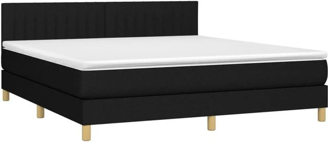 vidaXL Boxspringbett mit Matratze in Schwarz, Hybrid-Bett mit LED-Unterbettbeleuchtung und USB-Anschluss, B/T/H: 180 x 200 x 78 cm - Bild 1