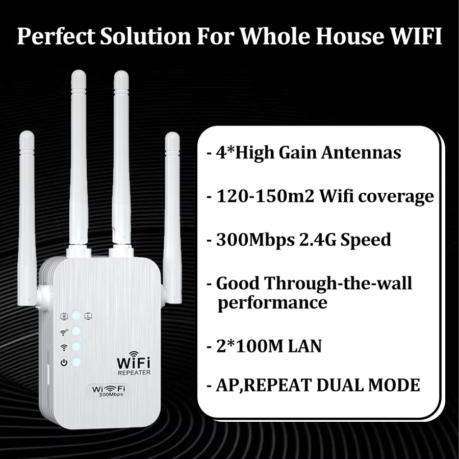 OPTFOCUS WiFi Repeater 300Mbps 2,4G Single Band Signal Booster in Weiß - Bild 2