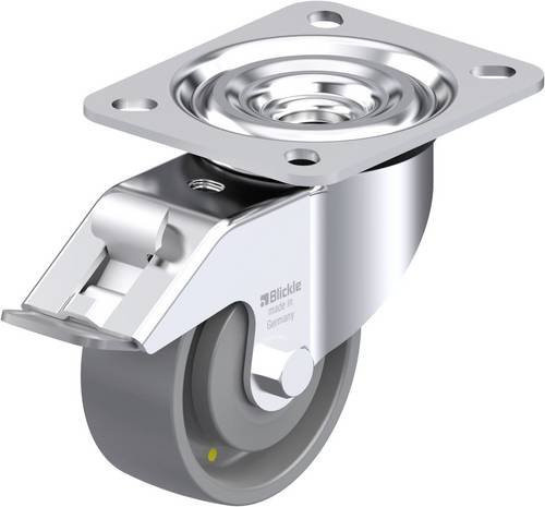 Blickle L-PO 80KA-FI-ELS Stahlblech-Lenkrolle in Silber mit 80 mm Rad-Durchmesser und 220 kg Tragfähigkeit - Bild 1