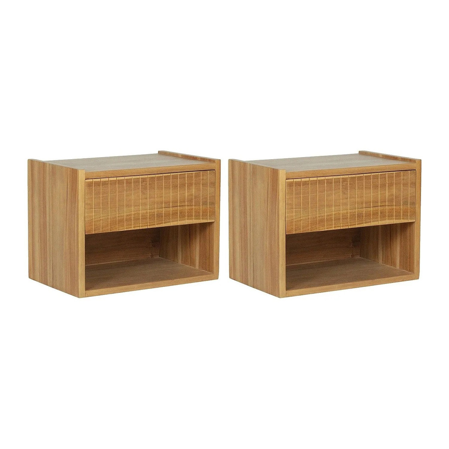 Nachttisch Revuka aus Teakholz in Naturfarben Beige/Braun im rustikalen Stil, Breite: 47 cm - Bild 2