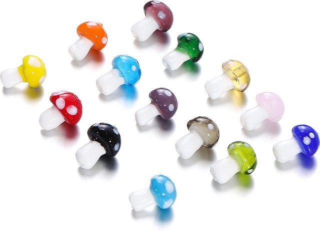 AGCFABS Glas Pilze Perlen Spacer, Bunt - Bild 1