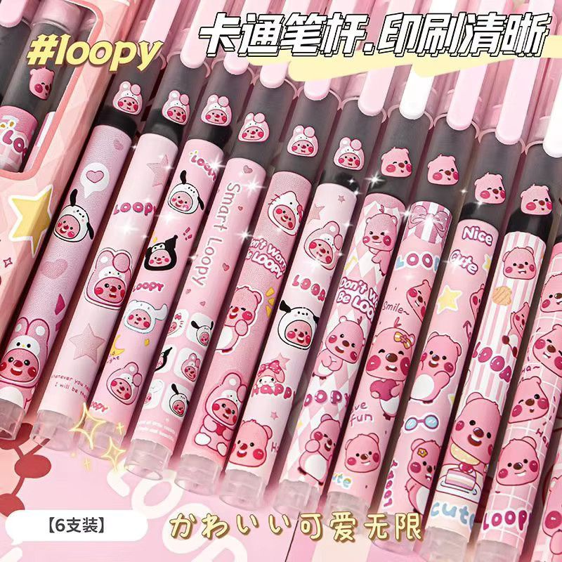 Pororo Loopy Flüssig-Tintenroller mit 0,5 mm Spitze, Schwarz, Schnelltrocknender Rollerball für Schule und Prüfung - Bild 3
