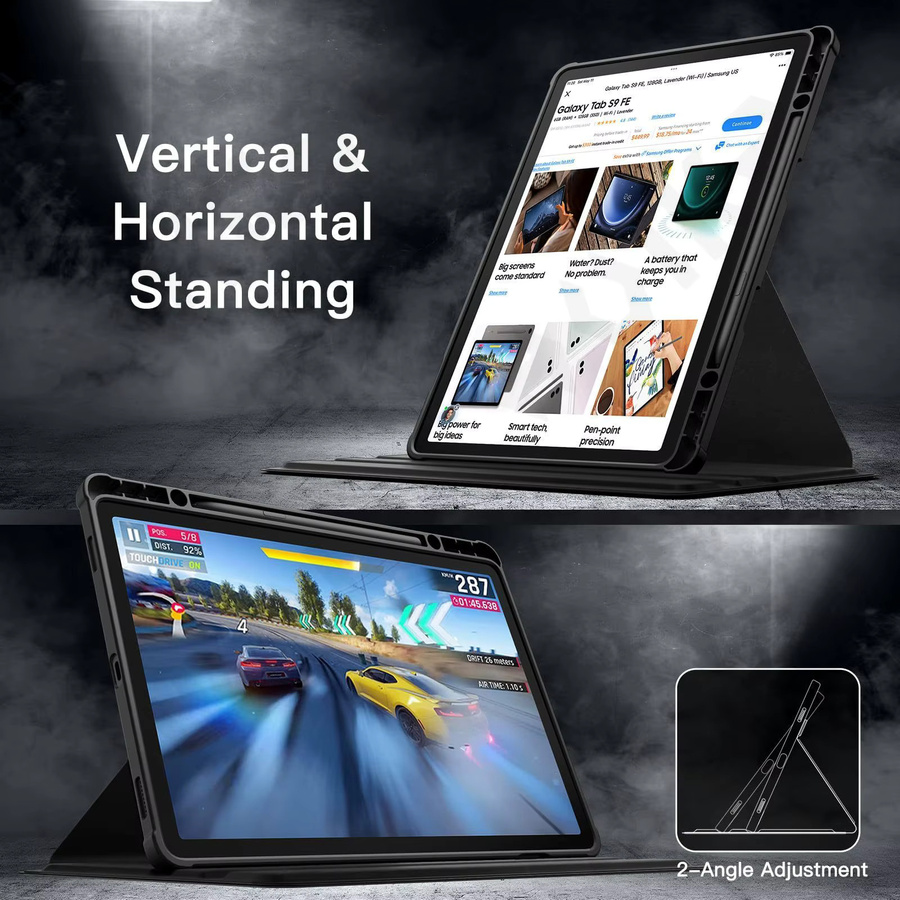 Drehbare Schutzhülle für Samsung Galaxy Tab S11 S10 Lite FE Plus Ultra A11 mit Stifthalter und Standfunktion in Grau oder Schwarz - Bild 4