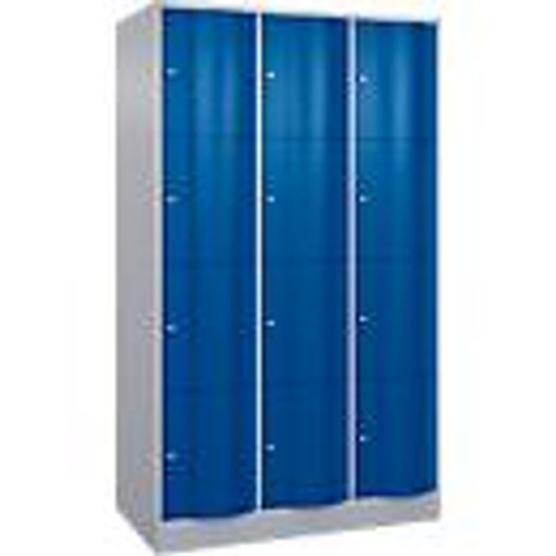 C+P Schließfachschrank Resisto mit 3 Abteilen und 12 Fächern, Weißaluminium/Enzianblau, B/T/H: 114,8 x 64,0 x 195,0 cm - Bild 2