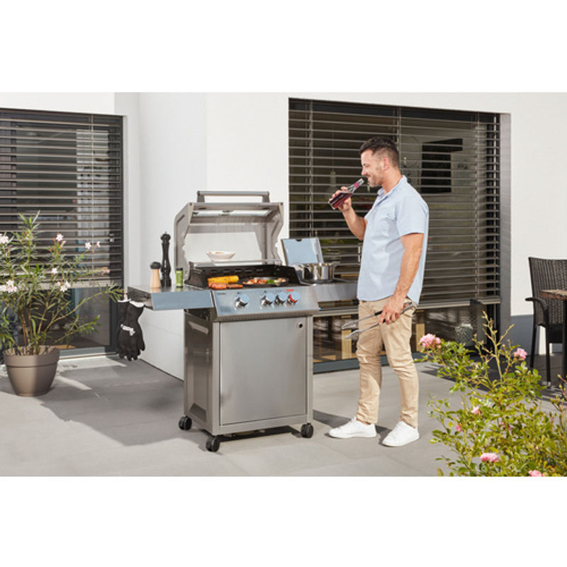 THOR Gasgrill Virginia in Grau mit 3 Brennern, 4,2 kW, Seitenkocher und Grillfläche: Breite: 62 cm, Tiefe: 43 cm - Bild 2