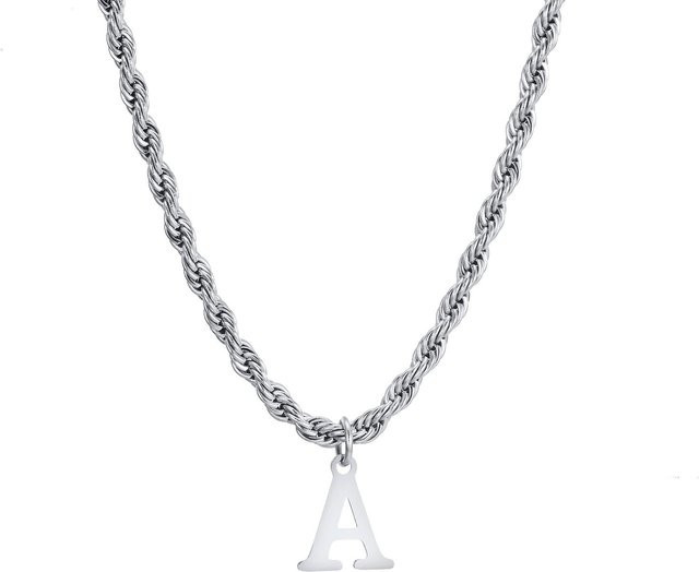 Lucky Star Jewelry Halskette Edelstahl, Alphabet Charm Anhänger, 60 cm, Herren - Bild 1