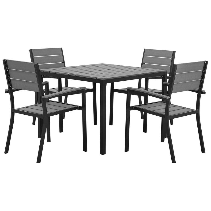 Beliani Gartentisch Set PRATO in Grau und Schwarz aus Aluminium und Kunststoff B/T/H: 95 x 95 x 90 cm - Bild 2