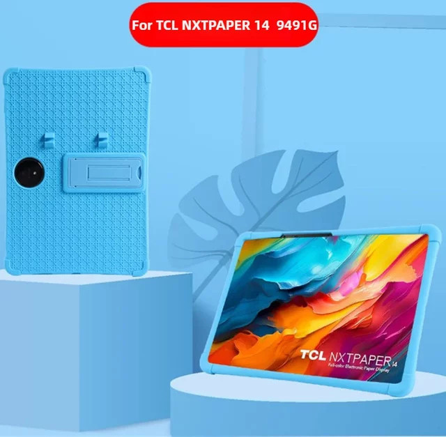 Silikon-Stoßschutzhülle für TCL NXTPAPER 14 9491G 14,3 Zoll Tablet mit verstellbarem Ständer in Pink oder Blue - Bild 1