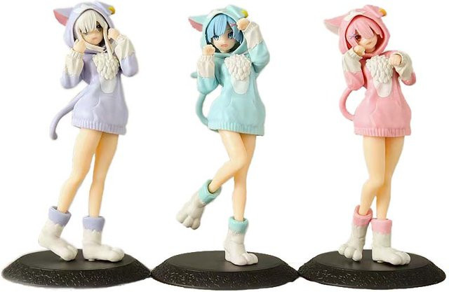 Bandai Re:Zero - Starting Life in Another World Rem Emilia Cat, statische Spielzeuge, Bunt / Mehrfarbig - Bild 1