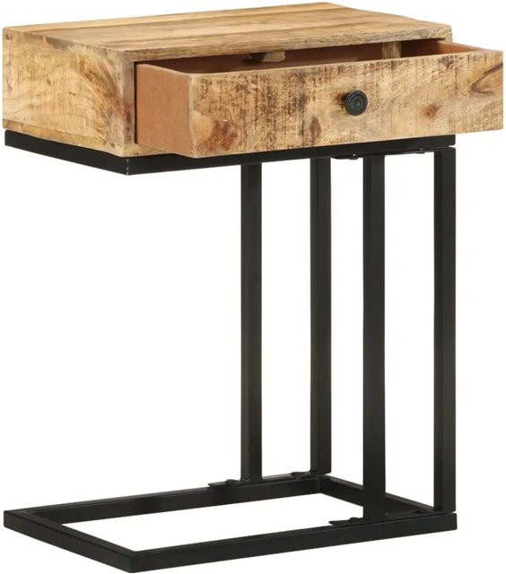 vidaXL Beistelltisch in U-Form aus Mango Massivholz und pulverbeschichtetem Stahl, Braun, B/T/H: 45 x 30 x 61 cm - Bild 1