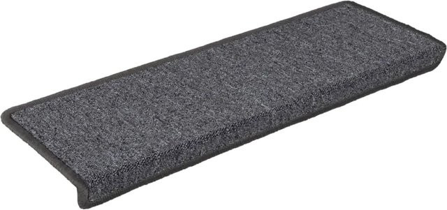 vidaXL Stufenmatten Set aus 15 Stück, selbstklebend, rutschfest und schalldämmend, Nadelvlies aus 100% Polypropylen, Grau und Schwarz, B: 65 cm, H: 4 cm, T: 21 cm - Bild 1