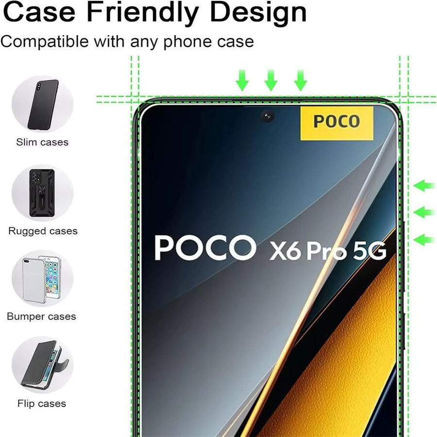Xiaomi Panzerglas Displayschutz für Poco X6 X5 X4 X3 NFC M6 M5 M4 Pro 5G F6 F5 F3 F4 GT Pro C65 C40 in Transparent - Bild 2