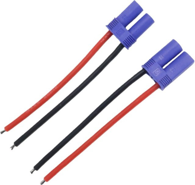 EC5 Pigtail Kabel Set mit Männlich und Weiblich Rundsteckern, 10 cm Silikondraht 14AWG in Blau für RC Lipo Batterie und FPV Modelle - Bild 1