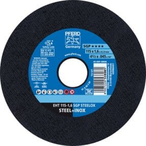 PFERD Trennscheibe EHT SGP STEELOX für Stahl und Edelstahl, Durchmesser: 115 mm, Breite: 1,6 mm, Bohrung: 22,23 mm, Farbe: Schwarz, 25 Stück - Bild 1