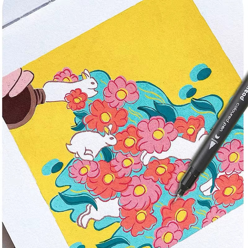 Doppelseitiges Manga Marker Set mit Pinselspitze in Multicolour für Schule und Zeichnungen, 120 Stück - Bild 6