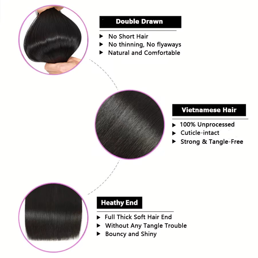 WOWANGEL Haar Extensions, 100% Unverarbeitetes Menschenhaar, Damen - Bild 4