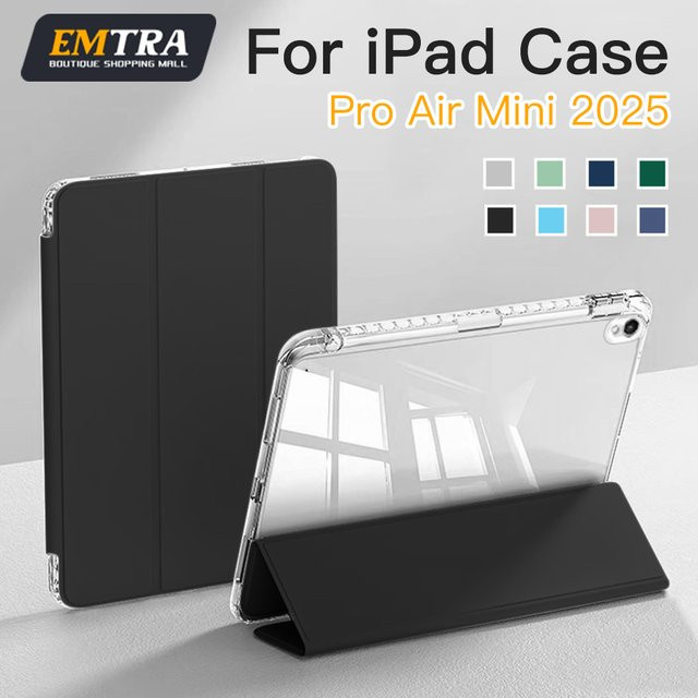 EMTRA Trifold Acryl Hard Cover Hülle für iPad Air 13 Zoll und 11 Zoll sowie iPad 10.2 und 9.7 in Transparent und Blau - Bild 1