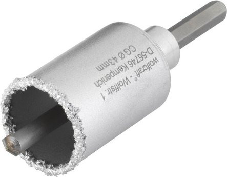 Wolfcraft Bohrkranz mit Hartmetallspitze, Durchmesser: 43 mm, silberfarben - Bild 1