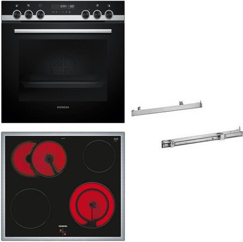 Siemens Herdset PQ521KT22B in Edelstahl und Schwarz mit Glaskeramik-Kochfeld und Backofen mit Pyrolyse-Selbstreinigung - Bild 1