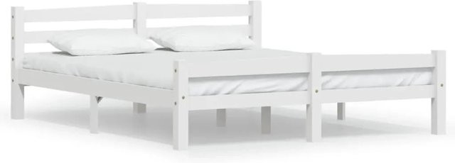 vidaXL Massivholzbett aus Kiefer in Weiß, B/T/H: 160 x 200 x 66 cm - Bild 1