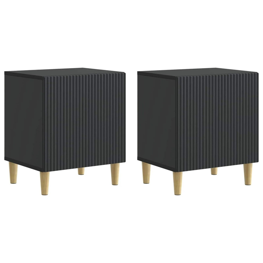 vidaXL Nachttisch Set 2 Stück Schwarz aus Holzwerkstoff im Vintage-Design B/T/H: 43 x 34,5 x 50 cm - Bild 2