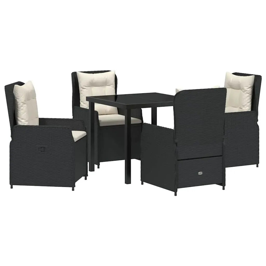 vidaXL Garten Essgruppe 5-teilig aus Poly-Rattan und Glas in Schwarz - Bild 2