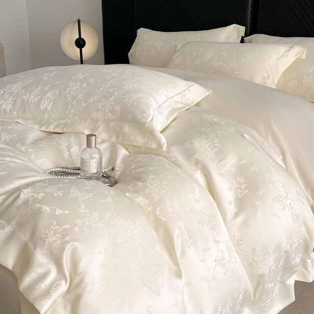 TrendVibeCN Tencel Jacquard Bettwäsche-Set mit Schleifendesign, 4-teilig, Bettbezug B: 240 cm, H: 220 cm - Bild 1