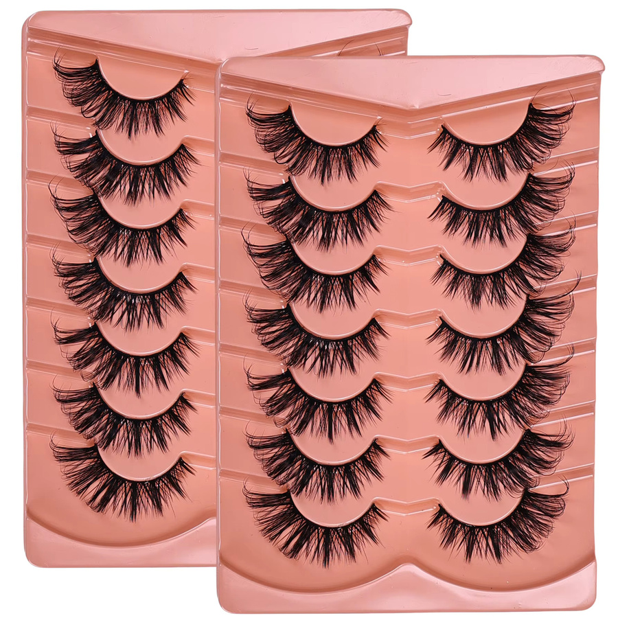JIEFUXIN Falsche Wimpern Katzenaugen-Look, 14 Paar, schlank, kräuselnd, flauschig - Bild 5