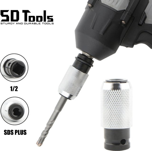 CHINNCC Elektrischer Schlagschrauber-Adapter 1/2 Zoll mit SDS PLUS-Umwandlung in Silber - Bild 1