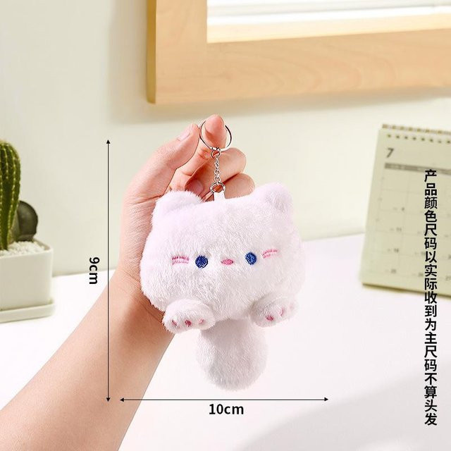 Yiran Health & Beauty Katze Puppe Plüsch Schlüsselanhänger, weiß, ab 14 Jahren - Bild 1