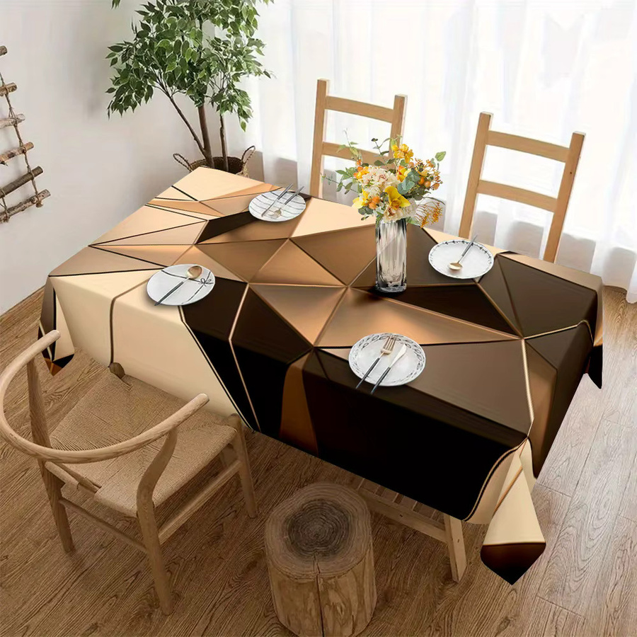 VIKAMA Tischdecke in Gold mit geometrischem Art-Deco-Design, wasserabweisend und pflegeleicht, rechteckig - Bild 2