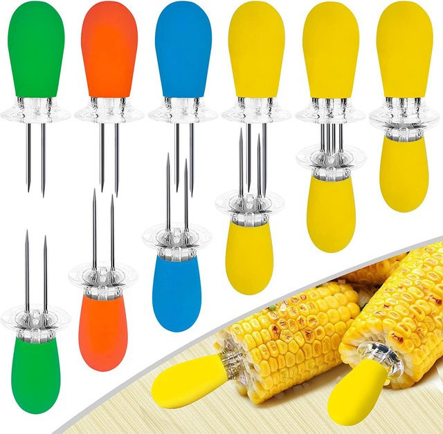 LMETJMA 12er Set BBQ Maishalter und Fleischgabeln aus Edelstahl in Silber - Bild 1