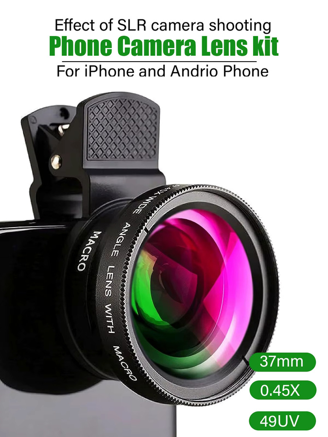 2 in 1 Kamera Objektiv Kit mit 0.45x Super Weitwinkel und 12.5x Makro HD Objektiv für iPhone, Samsung, Xiaomi und Android Smartphones in Schwarz - Bild 7