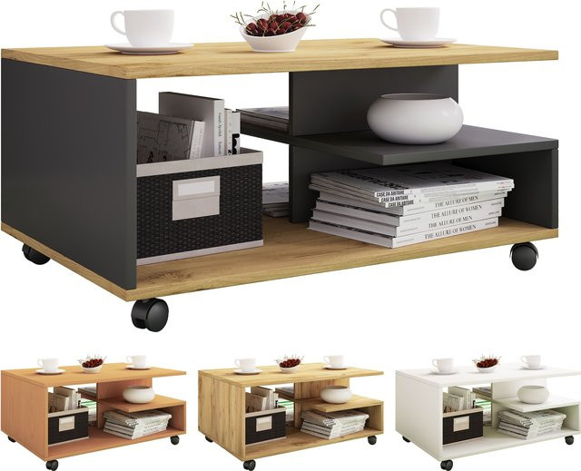 VCM Couchtisch Stango L aus Holz mit Rollen, H x B x T: 41 x 80 x 50 cm - Bild 1