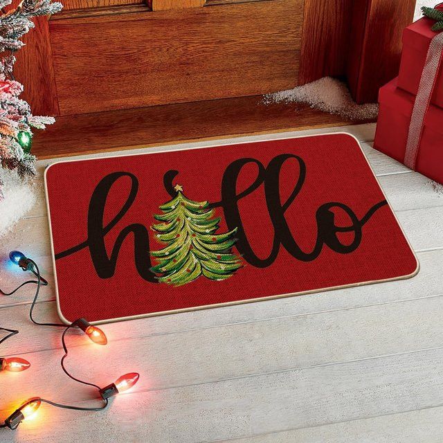 VIKAMA Weihnachtsmatte mit Weihnachtsbaum-Design, rutschfester und verschleißfester dekorativer Teppich für innen und außen, B/T: 60 x 60 cm - Bild 1