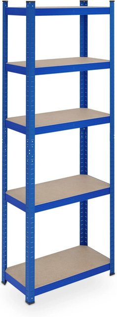 Relaxdays Schwerlastregal aus Stahl in Blau mit 5 verstellbaren Böden, Höhe: 180 cm, Breite: 60 cm, Tiefe: 30 cm - Bild 1