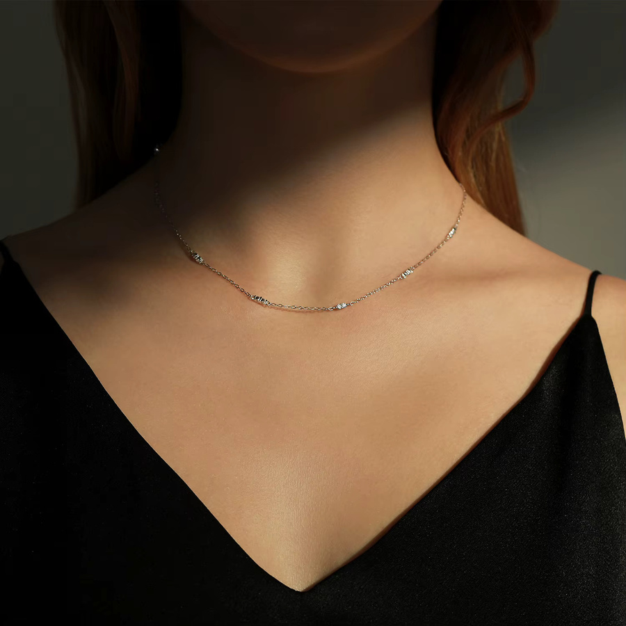 Modian Choker Halskette, 925 Silber, weiß vergoldet, Zirkonia, Damen - Bild 2
