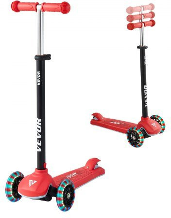 VEVOR Scooter, Cityroller, 3 Räder, leuchtende Räder, ab 3 Jahre, Rot - Bild 1