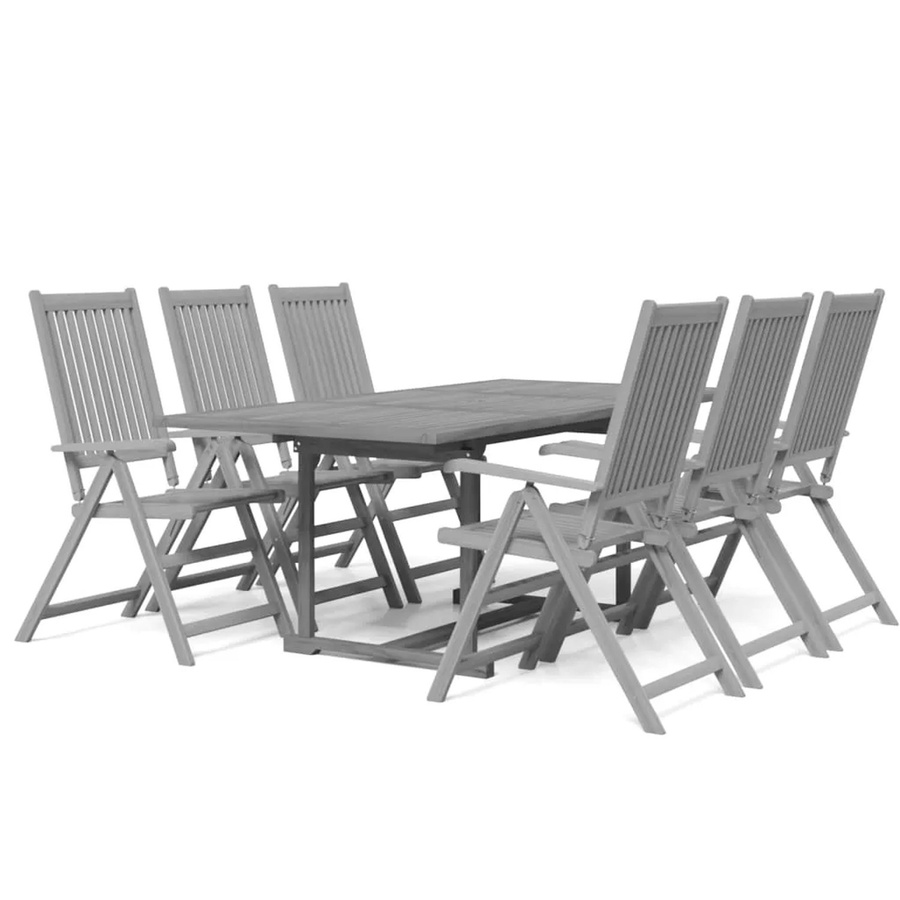 vidaXL 7-teilige Garten-Essgruppe aus Massivholz Akazie in Grau - Bild 2