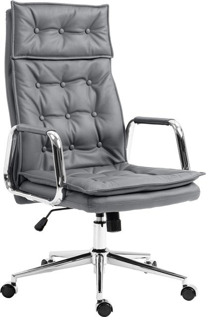 CLP Bürostuhl Sotira ergonomisch aus Echtleder mit Armlehnen und Leichtlaufrollen, höhenverstellbar und 360 Grad drehbar - Bild 1