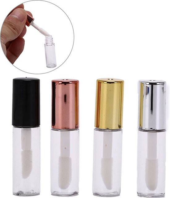 10 Lipgloss Tuben leer, 1,2 ml, transparent, Kunststoff, Rose Gold - Bild 1